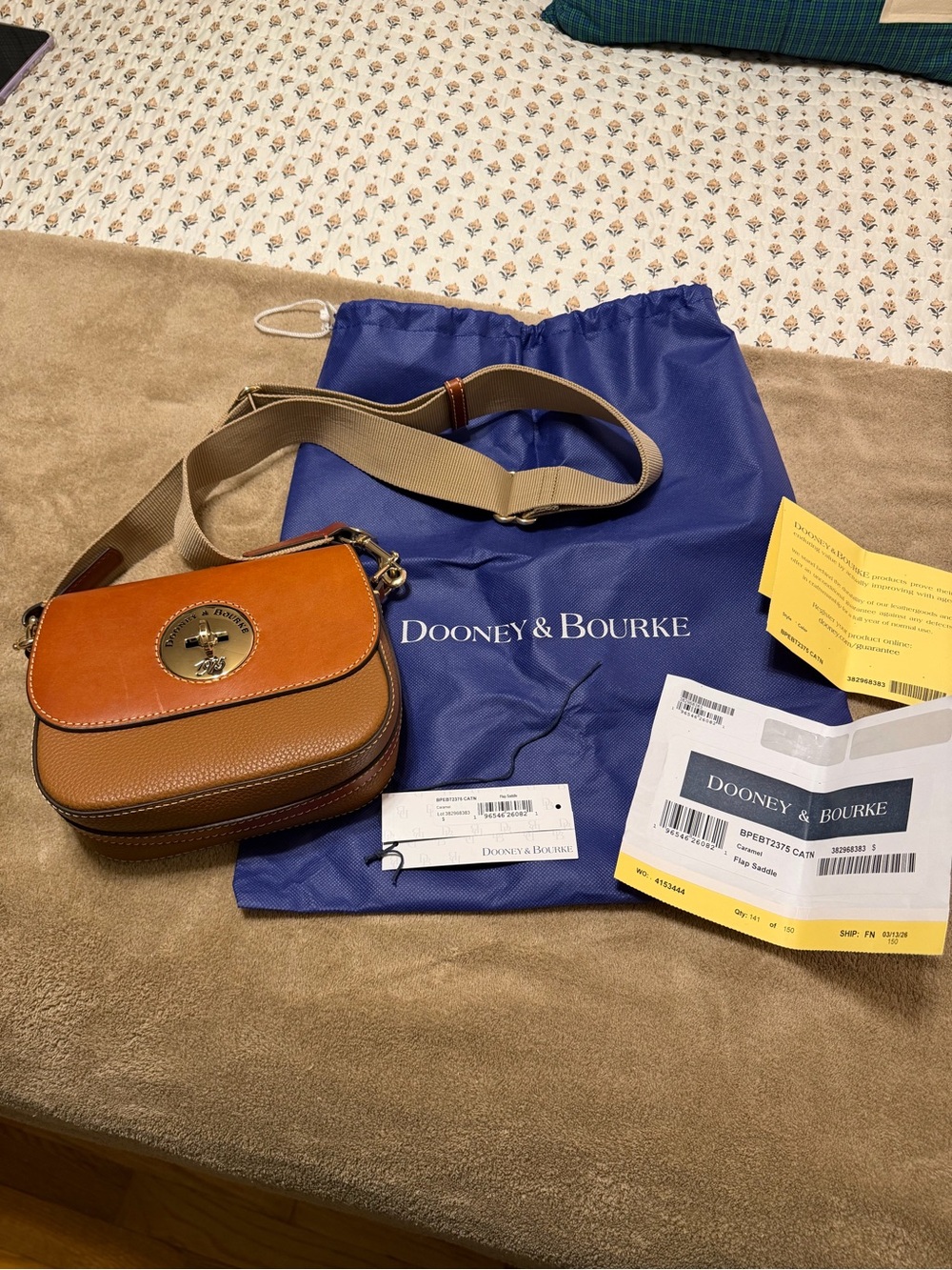 Dooney & Bourke Pebble Turnlock Flap Saddle bag